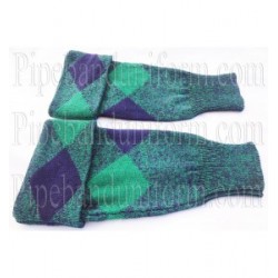 Green Blue Diced Pipe Band Hose Tops - Half Hoses