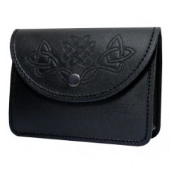 Black Leather Embossed Pouch