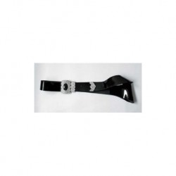 Black PVC Leather Piper Cross Belt with Silver Buckles