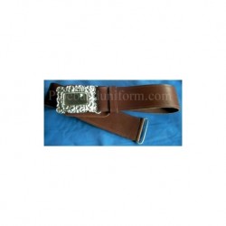 Brown Leather Pipers Drummers Waist Belt with Silver Buckles