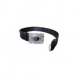 Black Leather Pipers Drummers Waist Belt with Silver Buckles
