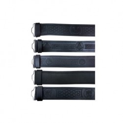 Black Embossed Leather Pipers Drummers Waist Belt