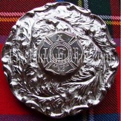 Firefighter Badge Pipe Band Plaid Brooch