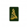 Green Bagpipe Embroidered Badge - Gold Bullion Wire