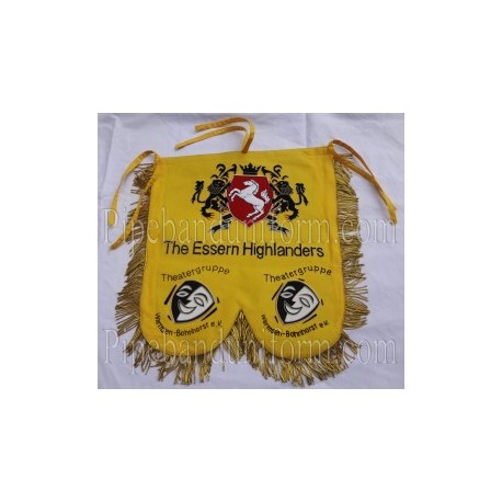 Custom Made Hand Embroidered Yellow/Gold Pipe Band Banner