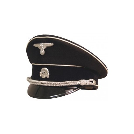 WWll German Allgemeine SS Officers Visor Black Cap