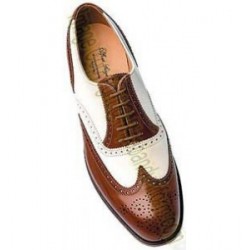 Brown and White Leather Ghillie Brogue Shoes